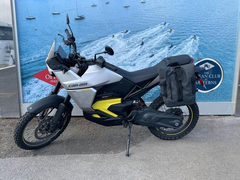 2025 Can-Am Origin 73 electric adventure motorcycle, viewed from the left